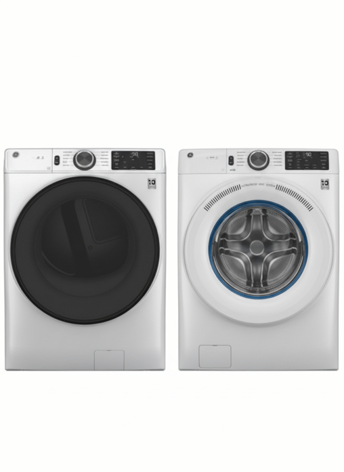 4.6 cu.ft. Smart White Front Load Washer with UltraFresh Vent System&OdorBlock/7.8 cu.ft. Smart White Front Load Gas Dryer with Sanitize Cycle - Image 1