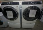 Profile 5.3 cufu. Smart White Front Load Washer with OrdorBlock & UltraFresh Vent System/Profile 7.8 cu.ft. vented Electric White Dryer with Steam and Sanitize Cycle/Two Pedestal Storage Unit - Image 2