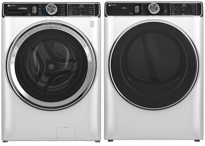 combined_washer_dryer Profile 5.3 cufu. Smart White Front Load Washer with OrdorBlock & UltraFresh Vent System/Profile 7.8 cu.ft. vented Electric White Dryer with Steam and Sanitize Cycle/Two Pedestal Storage Unit - Image 1