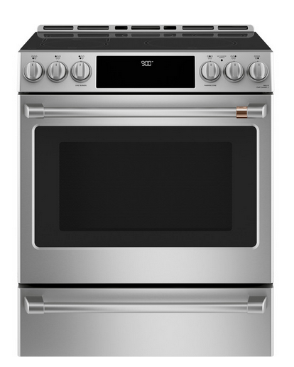 GE Cafe 30 in. Smart Slide-In, Front control, Induction and Convection Electric Range with warming drawer