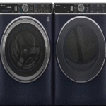 GE Profile 5.3cu.ft. Smart Front Load Washer in Sapphire Blue w/OdorBlock UltraFresh Vent system/GE Profile 7.8 cu.ft. vented Gas Dryer in Sapphire Blue with Steam and Sanitize Cycle.