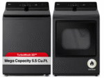 LG 7.3 cu.ft. Ultra Large Cpacity Rear control Gas Dryer with AI Sensing and ThinQ Smart Features/LG 5.5cu.ft. Mega Capacity Smart Top Load Washer with Impeller, EasyUnload & AI Sensing